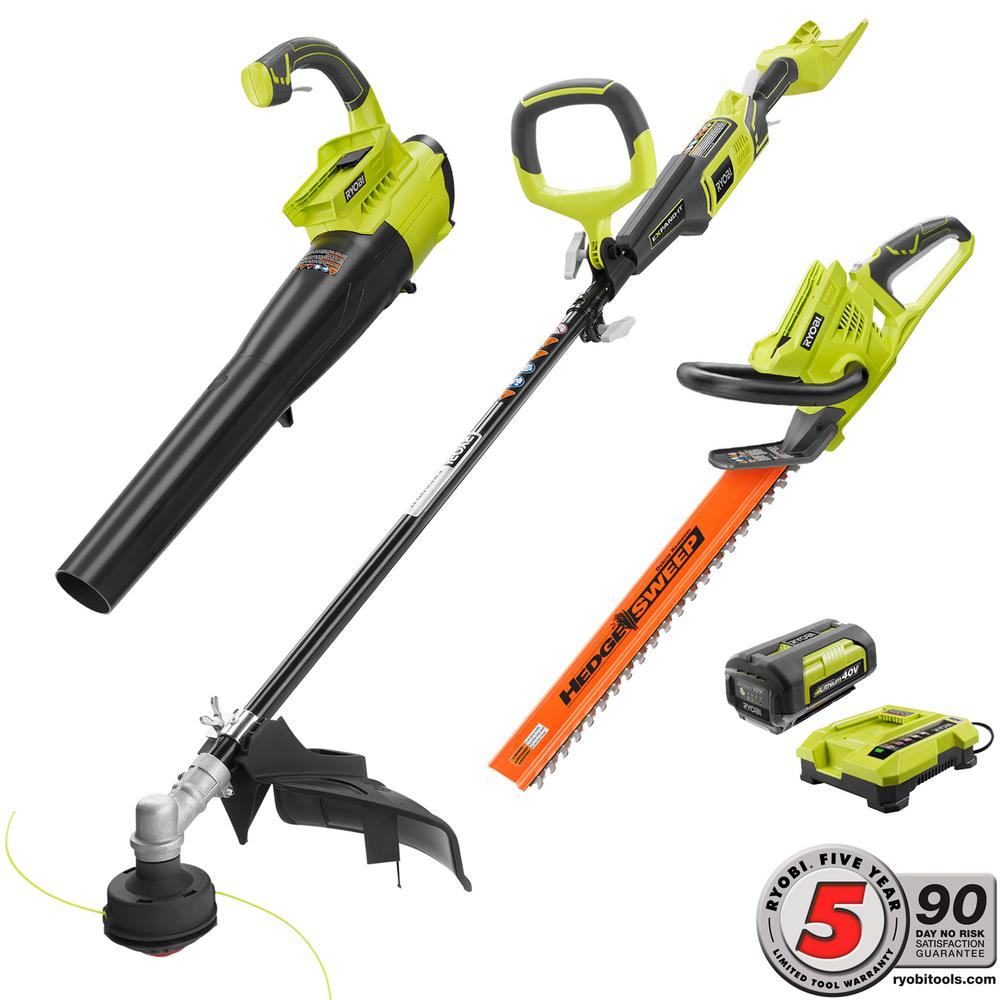 Ryobi Gas-Like Power 40-Volt Lithium-Ion Cordless Trimmer/Blower/Hedge Combo Kit... by Ryobi