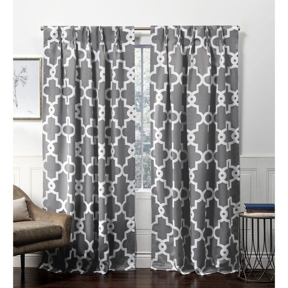 Exclusive Home Curtains Ironwork Pp Black Pearl Blackout Triple