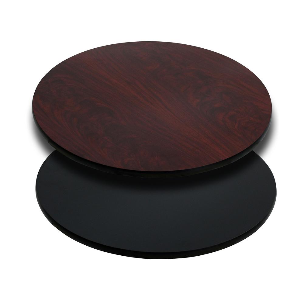 Round Table Top with Reversible Laminate Top (Top Only) 30"/Black/Mahogany ,INCOMPLETE