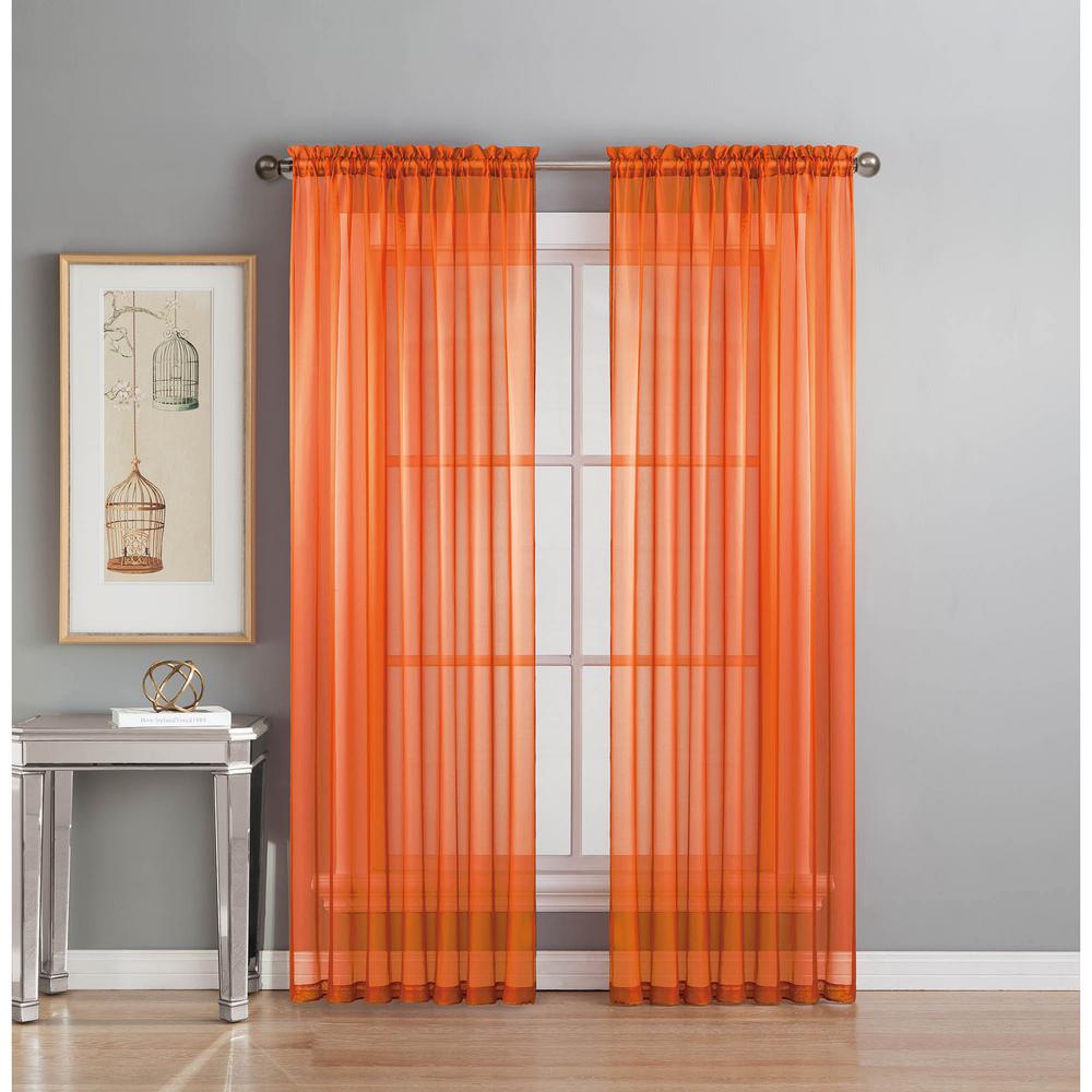 Window Elements Sheer Elegance 84 In L Rod Pocket Curtain Sheer Elegance 84 In L Rod Pocket Curtain Panel Pair Orange Set Of 2