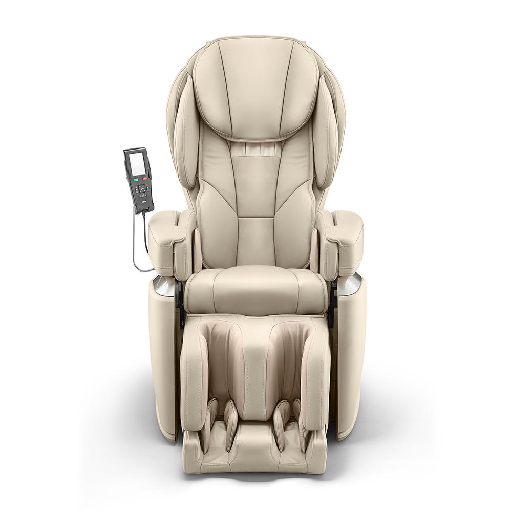 Synca Wellness Ivory Modern Synthetic Leather Premium Made in Japan 4D Massage Chair Beige/Modern For Sale