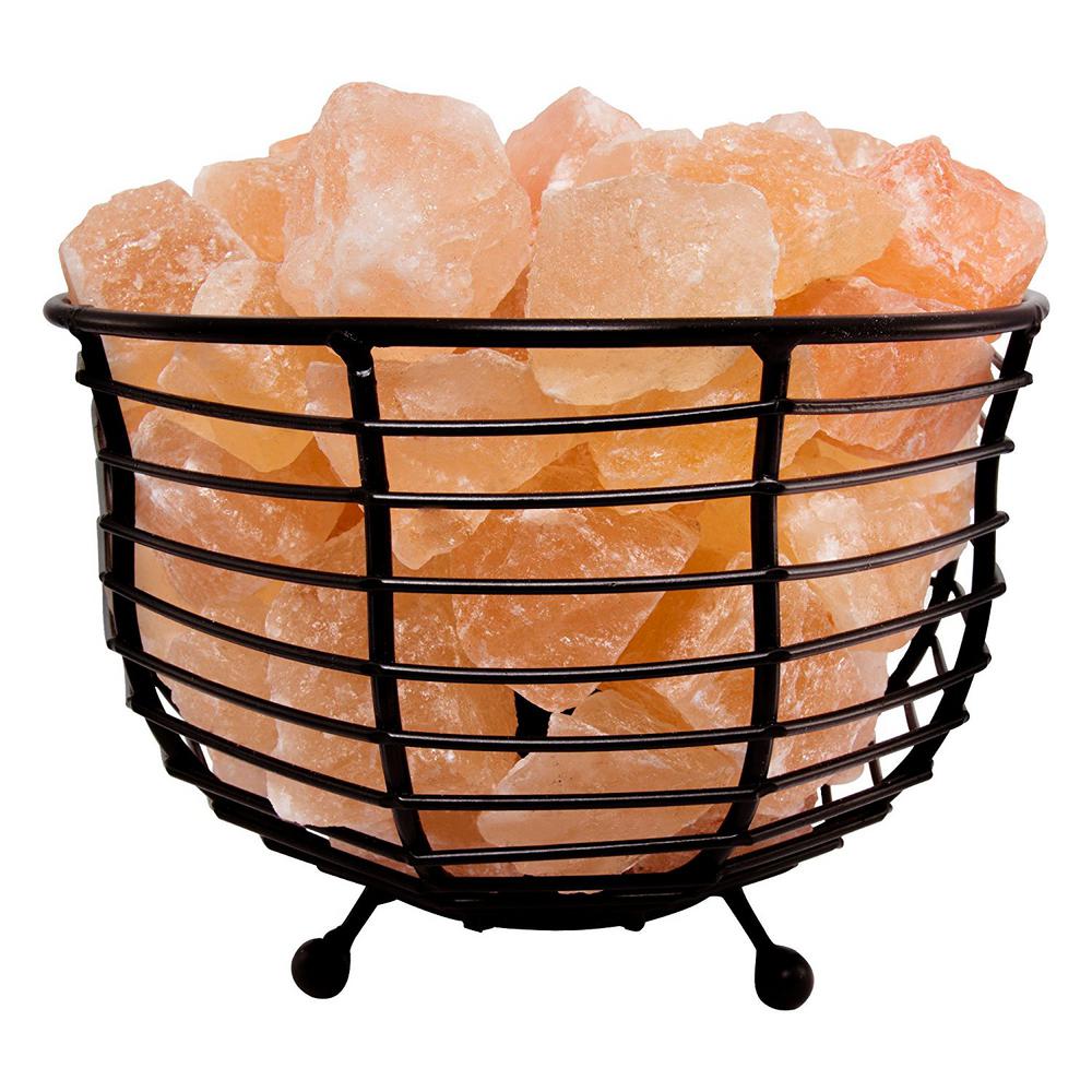 Fab Glasirror Himalayan Natural Salt 6 In Pink Air Purifying Bowl Mesh Basket Lamp With Chunks Bulb And Electric Wire
