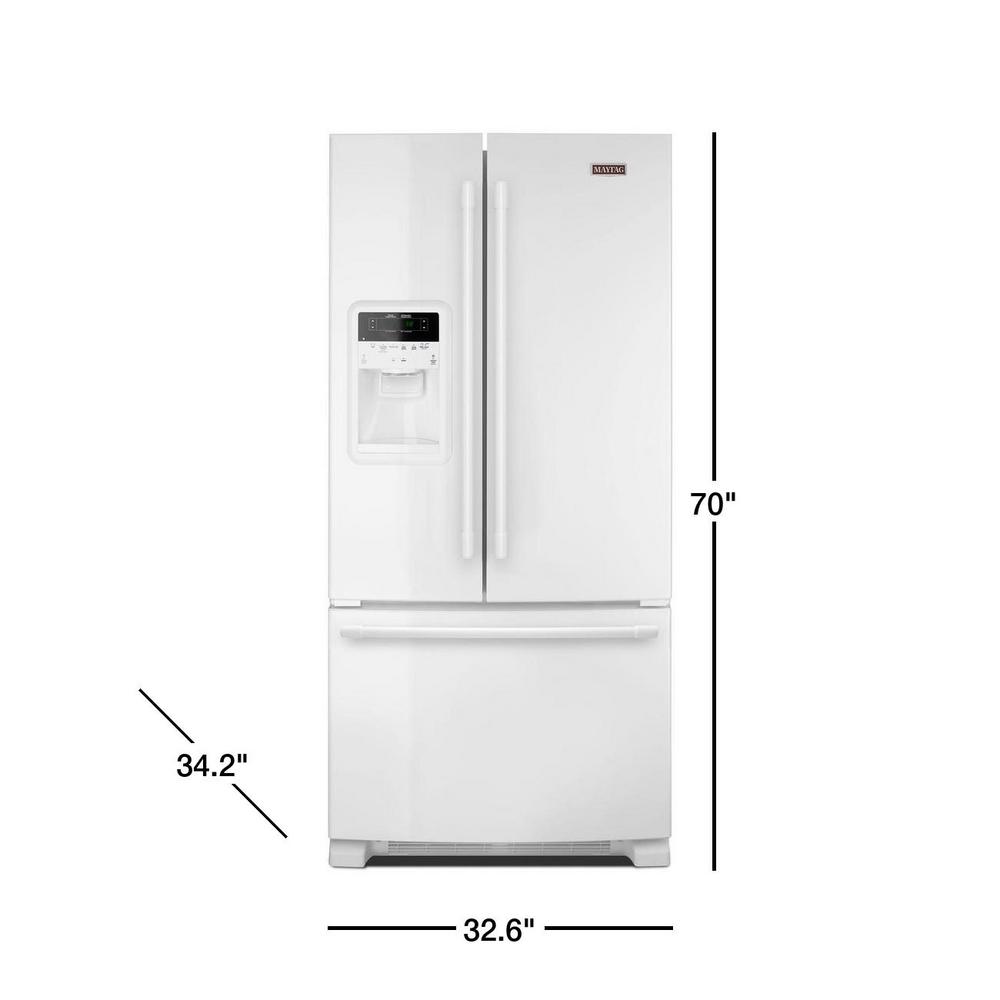 Maytag 22 Cu Ft French Door Refrigerator In White Mfi2269frw The Home Depot