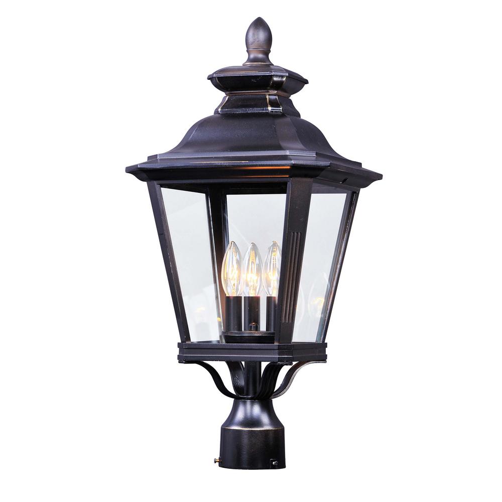 Maxim Lighting Knoxville 11 In Wide 3 Light Outdoor Bronze Post Light 1131clbz The Home Depot
