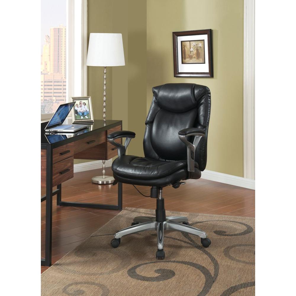 Serta Wellness By Design Black Bonded Leather Mid Back Office Chair Serta Wellness By Design Black Bonded Leather Mid Back Office Chair 44103 The Home Depot