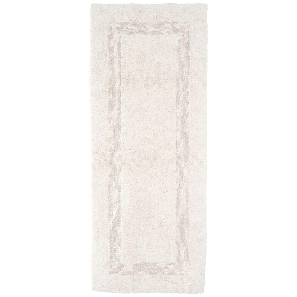 Lavish Home White 2 ft. x 5 ft. Cotton Reversible Extra Long Bath Rug
