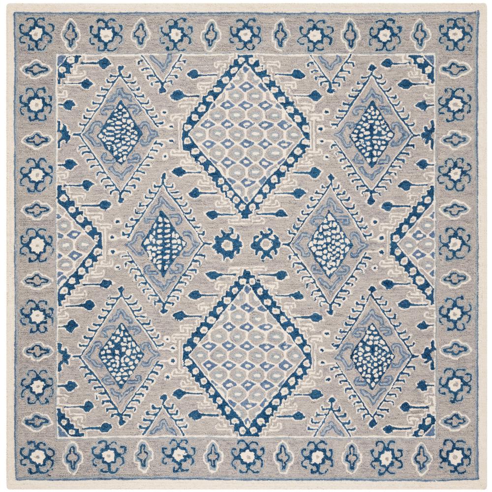 Micro Loop Light Gray Blue 5 Ft X Square Area Rug