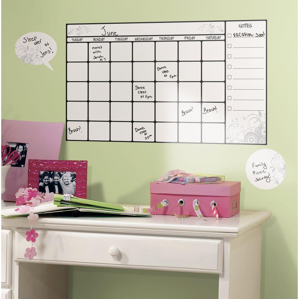 10 in. x 18 in. Dry Erase Calendar 7Piece Peel and Stick Wall Decal