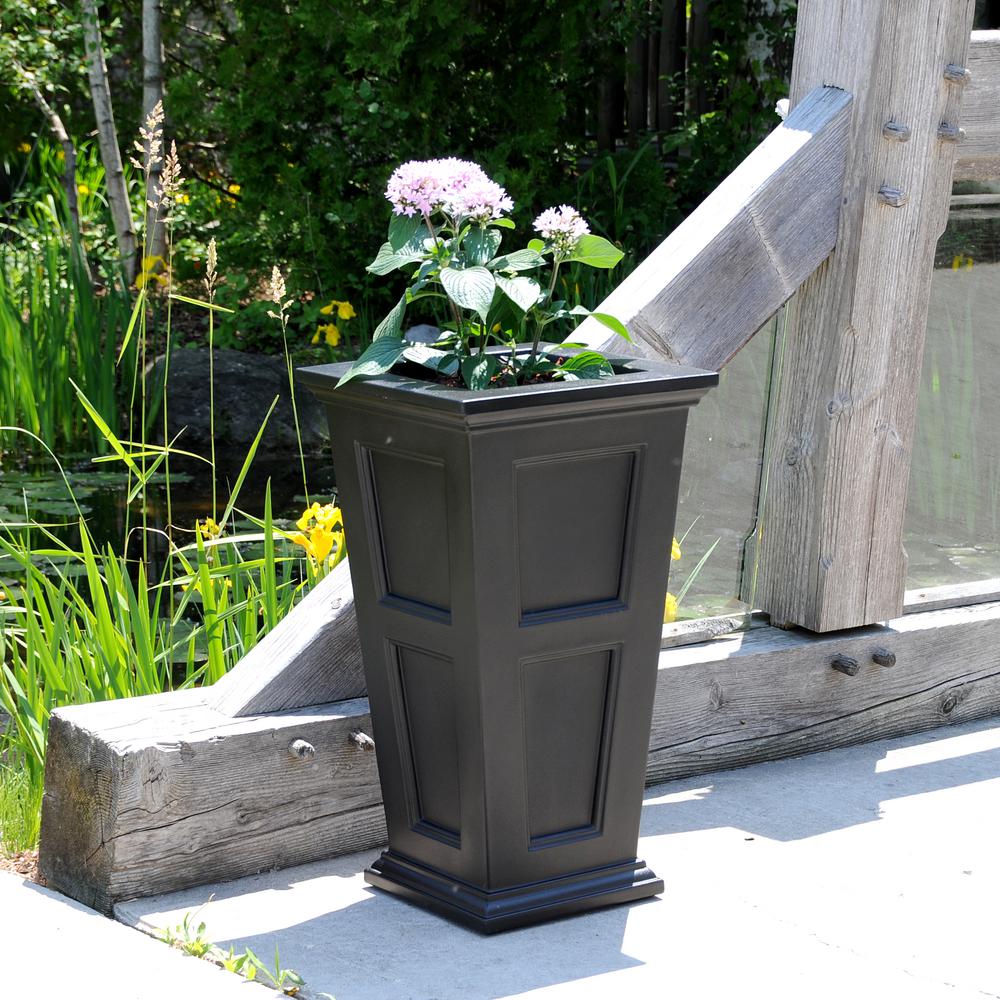 Mayne Fairfield 16 in. Square Black Plastic Column Planter ...