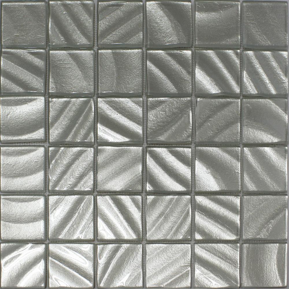 Valverde 2 X Silver 12 In 6mm Gl Mosaic Tile Valverde 2 X Silver 12 In 6mm Gl