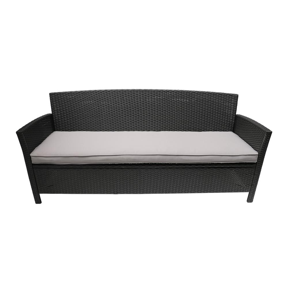 Noble House St Lucia Gray Wicker Outdoor Sofa With Silver