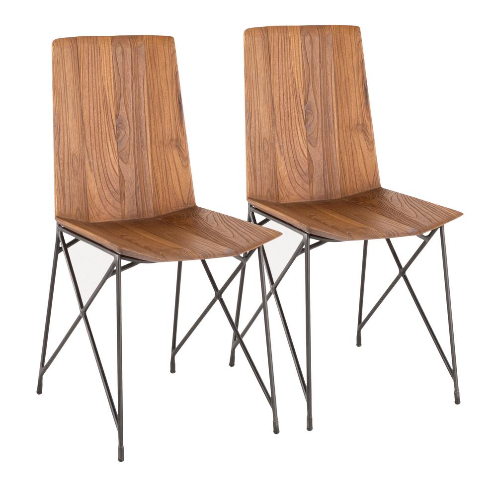 Lumisource Java Antique Metal And Brown Teak Wood Chair Lumisource Java Antique Metal And Brown Teak Wood Chair Set Of 2