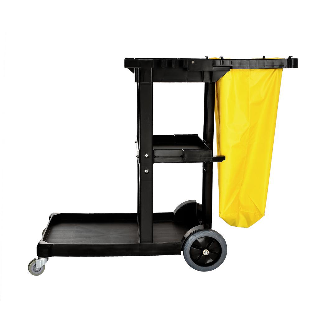 Alpine Industries 3Shelf Janitorial Platform Cleaning PVC Cart with