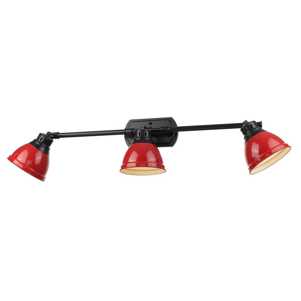 Golden Lighting Duncan 4 5 In 3 Light Black With Red Shades Bath Vanity Golden Lighting Duncan 4 5 In 3 Light Black With Red Shades Bath Vanity