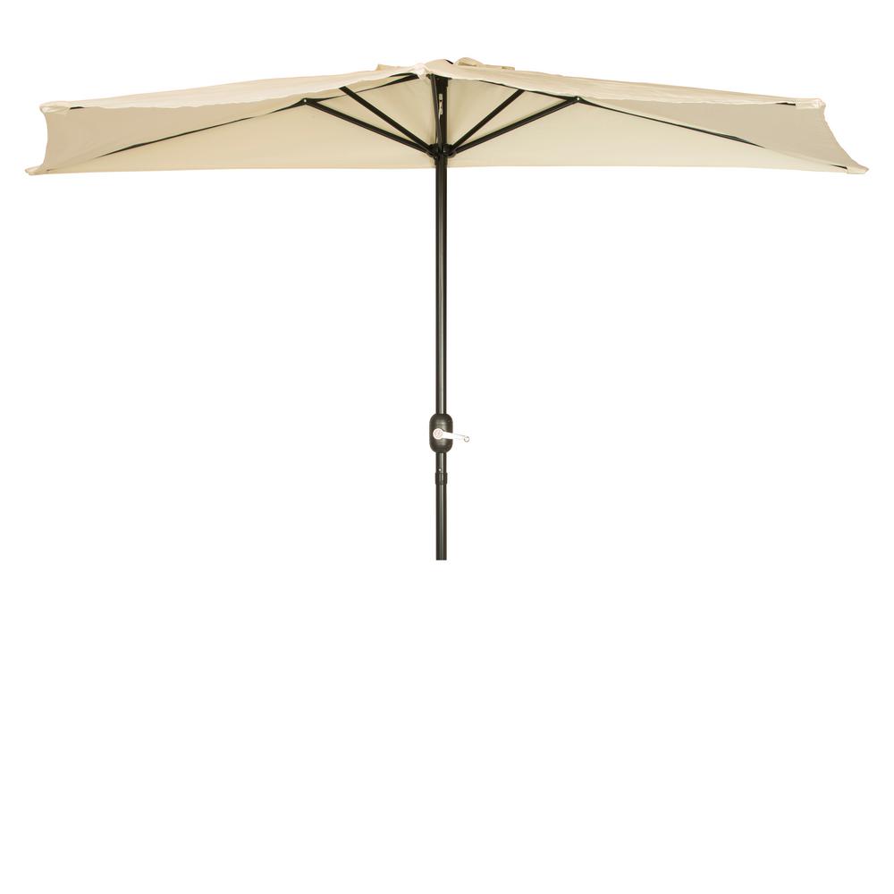 4 5 No Tilt Patio Umbrellas Furniture The Home Depot Half Patio Umbrella In Beige