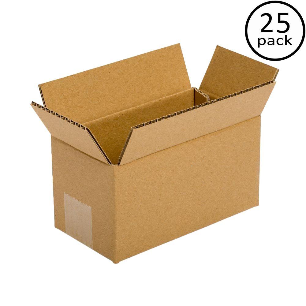 Plain Brown Box 8 in. x 4 in. x 4 in. 25 Moving Box Bundle-PRA0015 ...