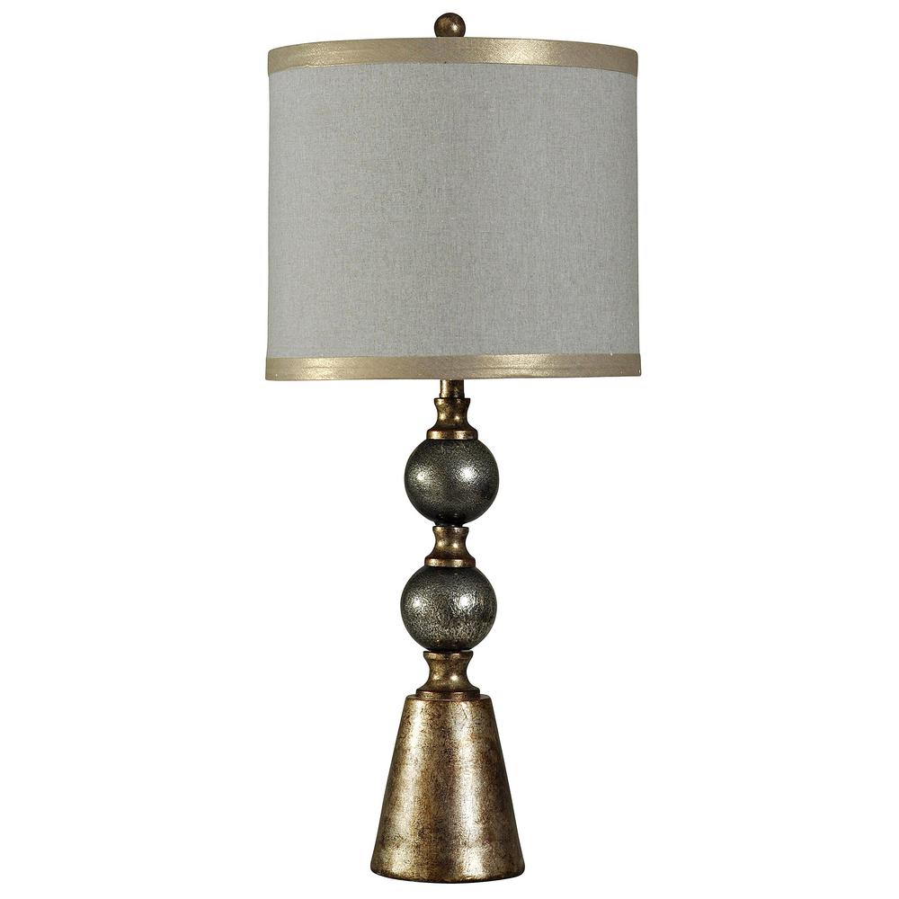 Stylecraft 35 In Black And Gold Table Lamp With White Hardback Fabric Shade