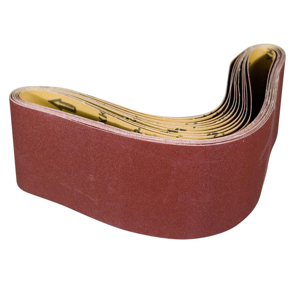 POWERTEC 4 inch x 36 inch 80-Grit Aluminum Oxide Sanding Belt (10-Pack) by POWERTEC