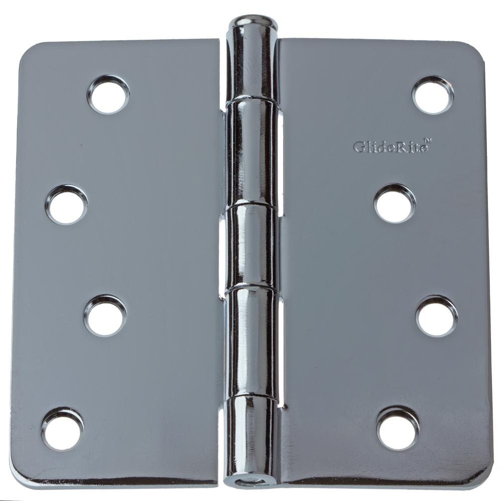 Gliderite 4 In Polished Chrome Steel Door Hinges 1 4 In Corner