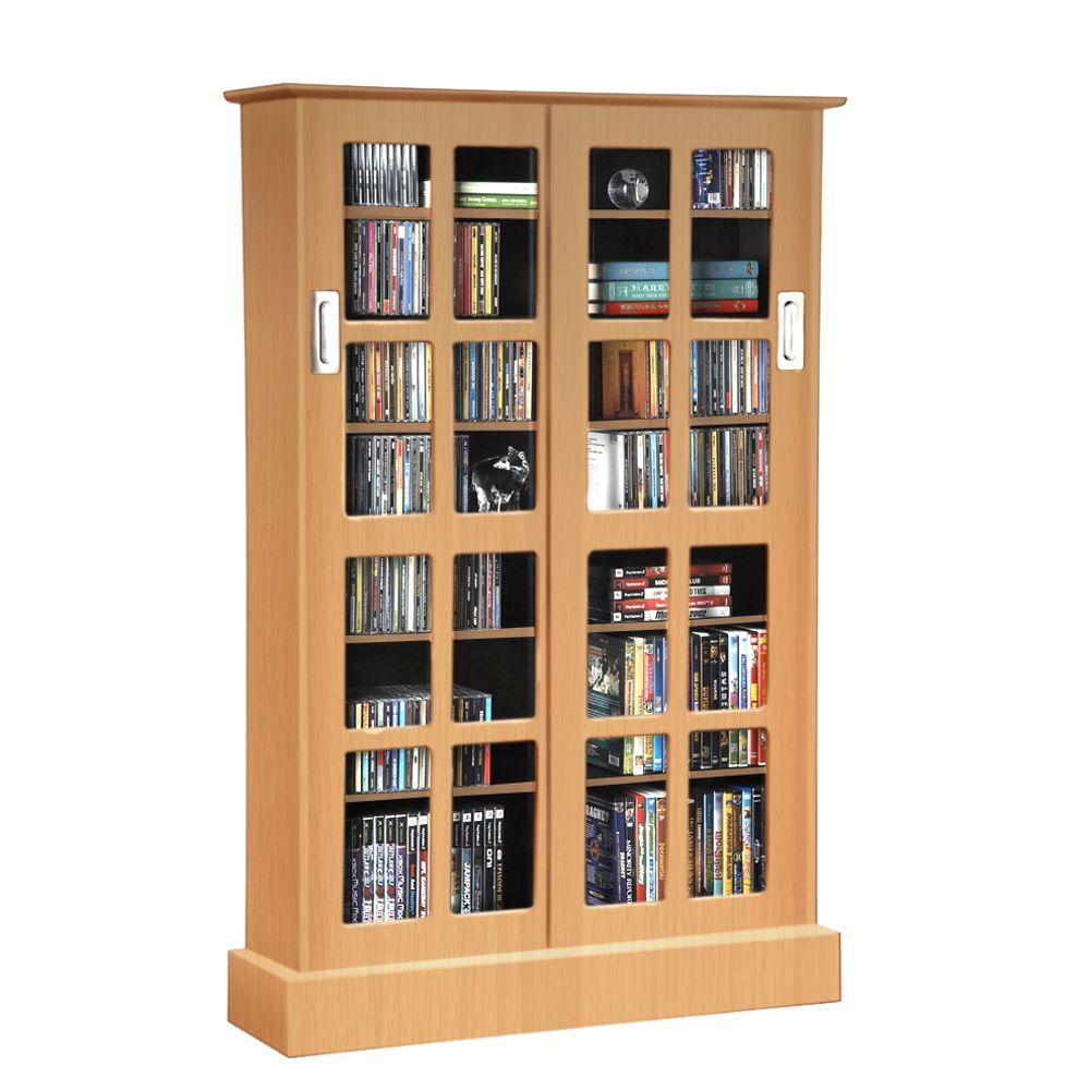 Wood Cd Dvd Cabinets Oak Furniture The Home Depot Maple Media Storage