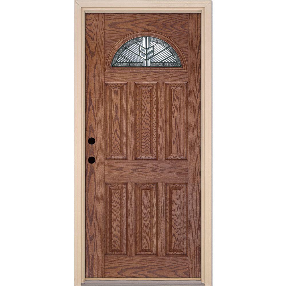 Feather River Doors 37.5 in. x 81.625 in. Phoenix Patina Fan Lite