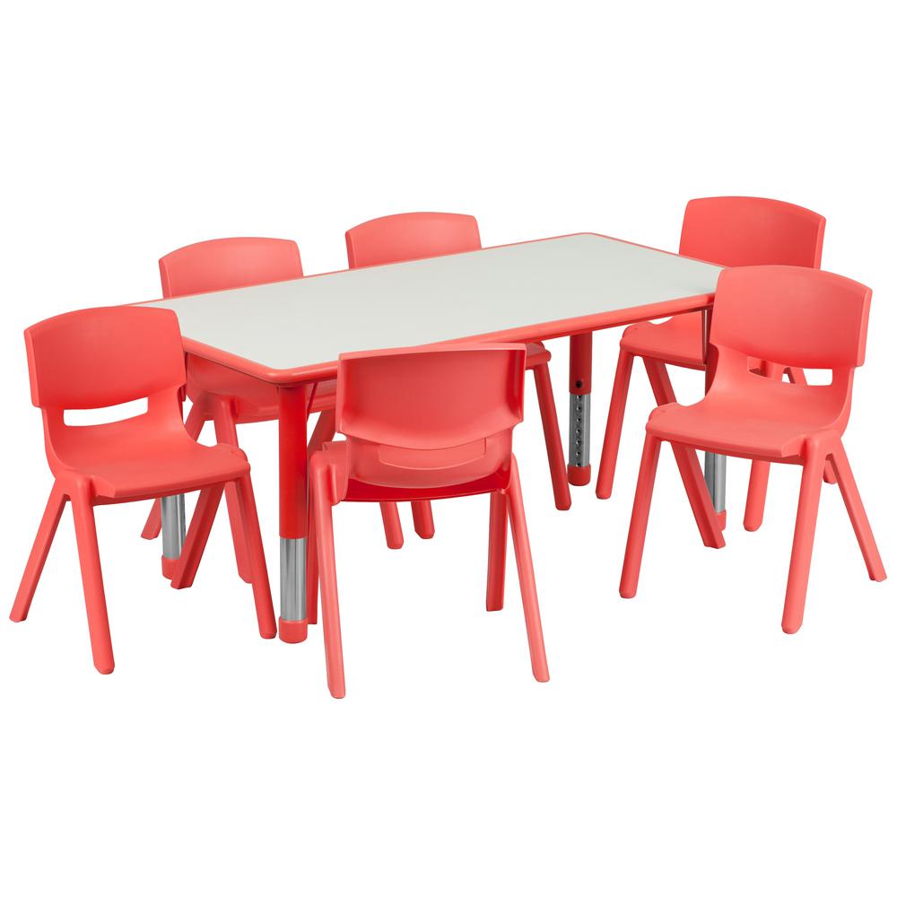 Red 7 Piece Table And Chair Set