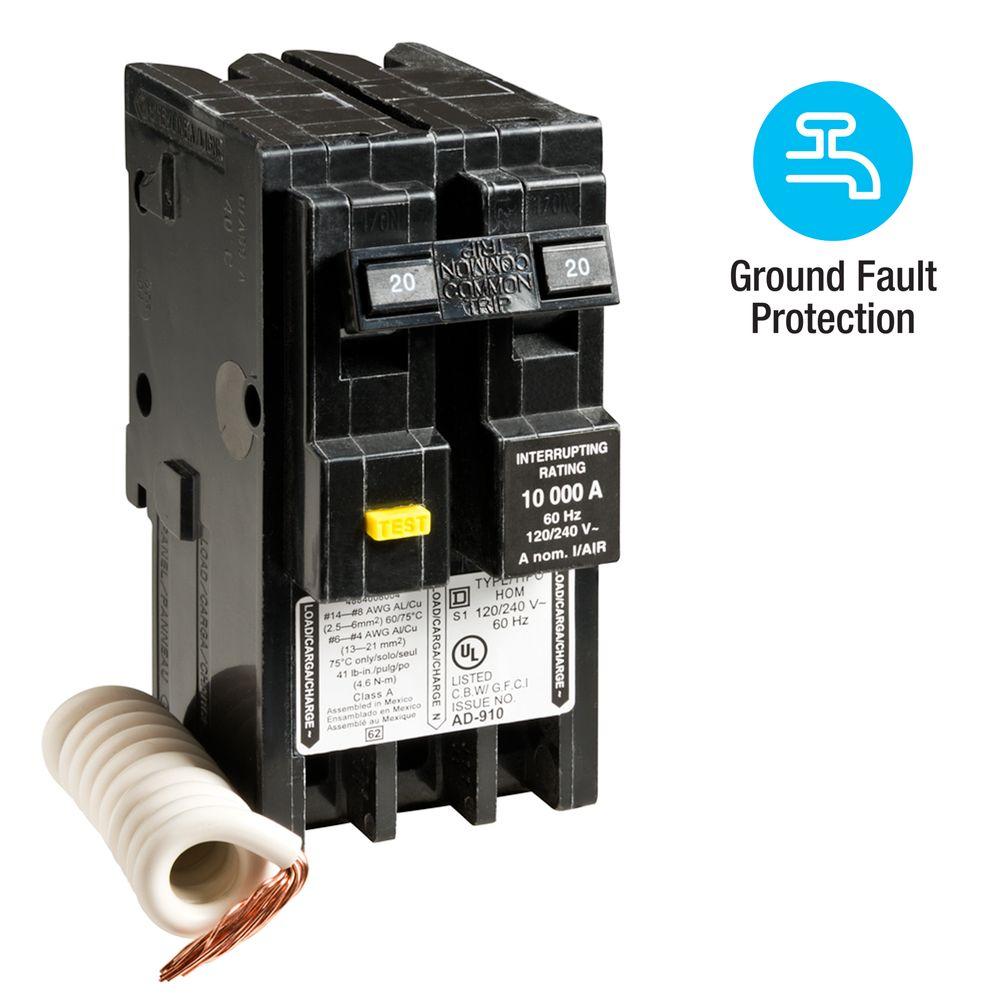 Square D Homeline 20 Amp 2-Pole GFCI Circuit Breaker ... 20 amp circuit wiring 