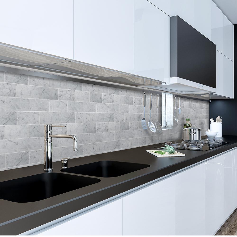 Contempo White Honed 3x6 Marble Backsplash Tiles Kitchen Remodel Kitchen Cabinets Kitchen