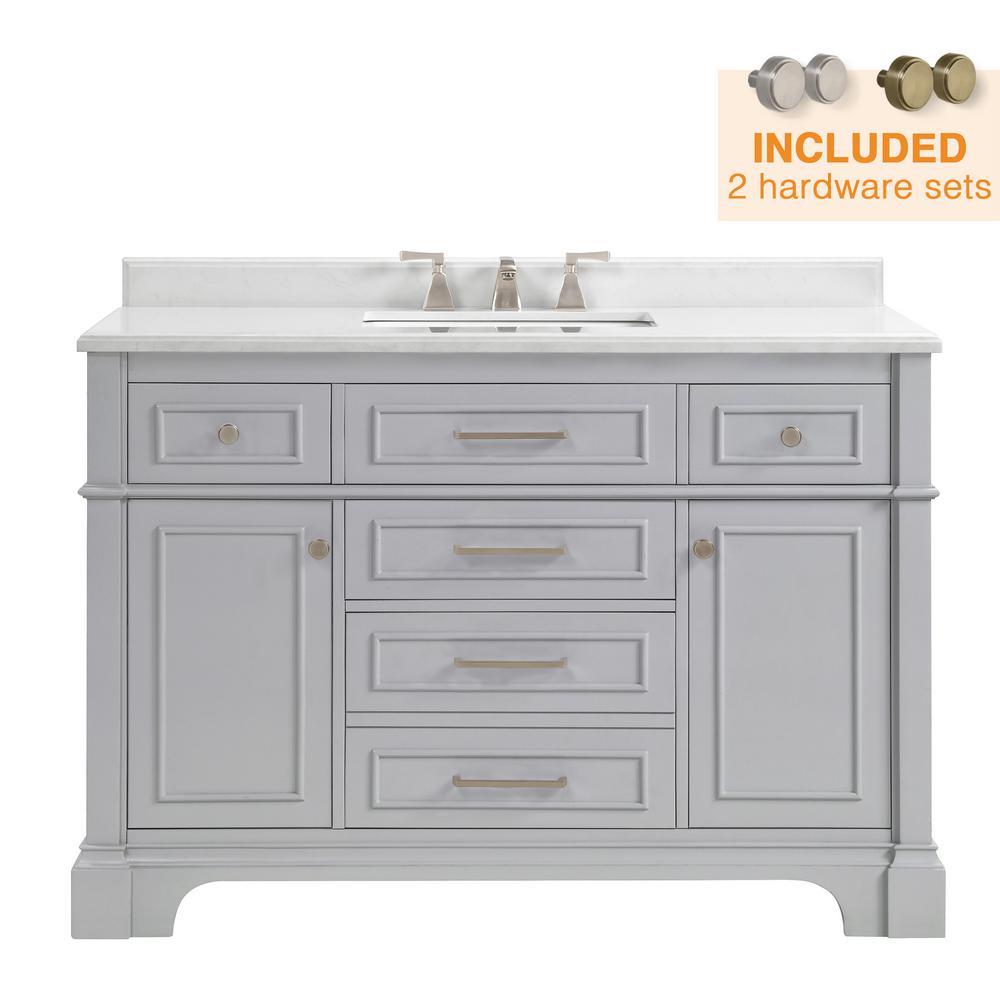 Melpark 48 In W X 22 D Bath Vanity Dove Grey With Cultured Marble Top White Sink