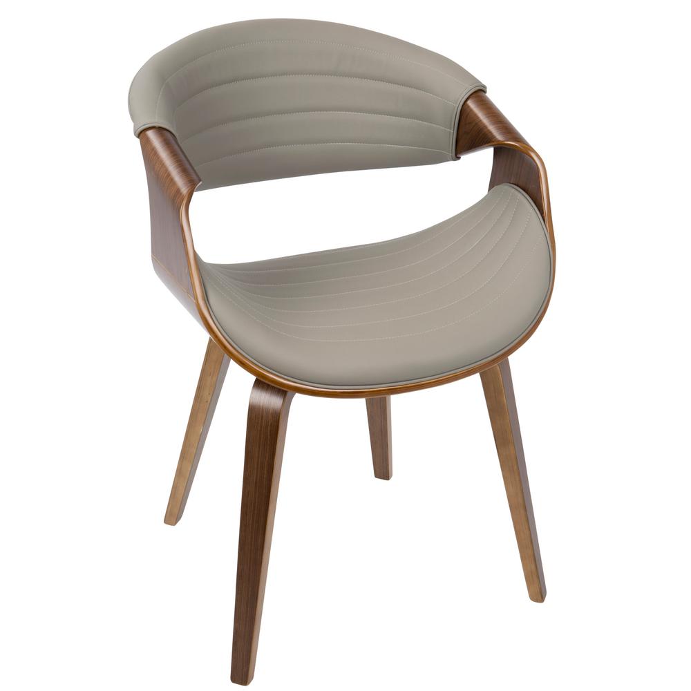 Lumisource Symphony Mid Century Walnut And Light Grey Modern Dining Lumisource Symphony Mid Century Walnut And Light Grey Modern Dining Accent Chair With Faux Leather Ch Symp Wl Lgy The Home Depot