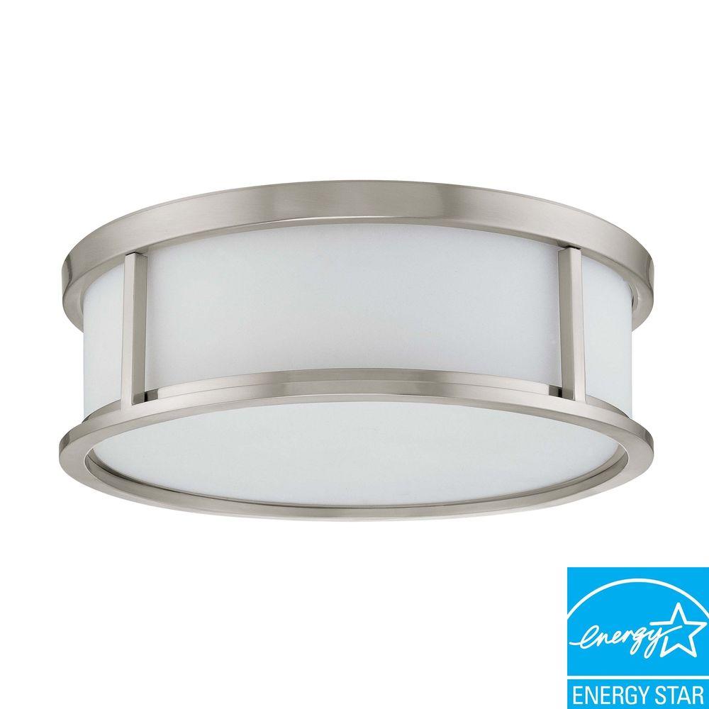 Green Matters 3 Light Ceiling Brushed Nickel Fluorescent Flush Mount 3 Light Ceiling Brushed Nickel Fluorescent Flush Mount