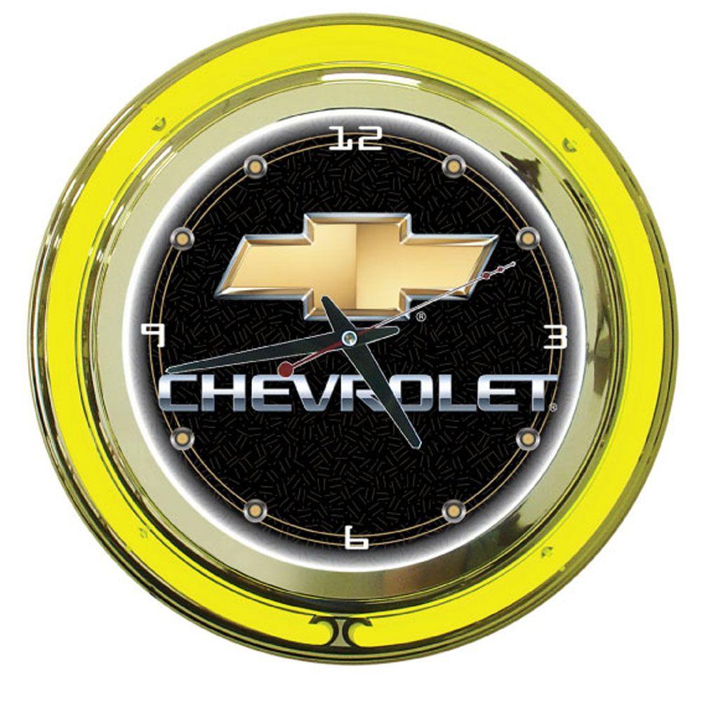 Trademark Global 14 in. Chevy Neon Wall ClockGM1400CH The Home Depot