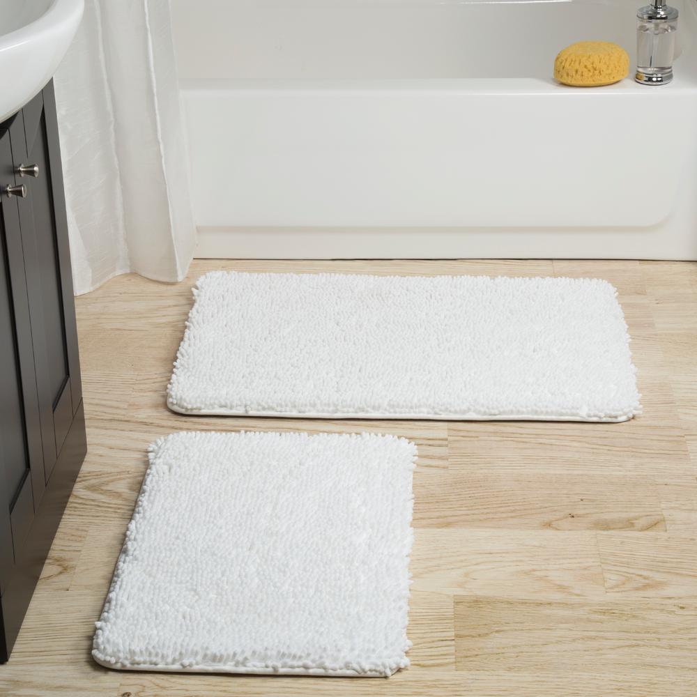 white shag bath rug