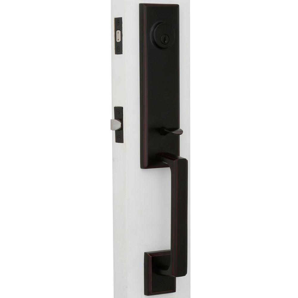 Weslock Elegance Single Cylinder OilRubbed Bronze Woodward I Door Handleset with Utica Lever