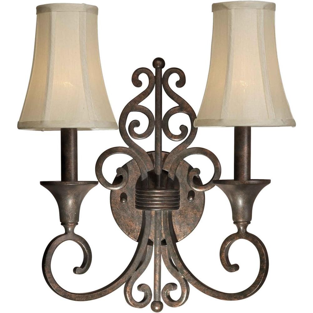 Talista 2 Light Black Cherry Sconce With Fabric Shades Cli Frt2327 Talista 2 Light Black Cherry Sconce With Fabric Shades