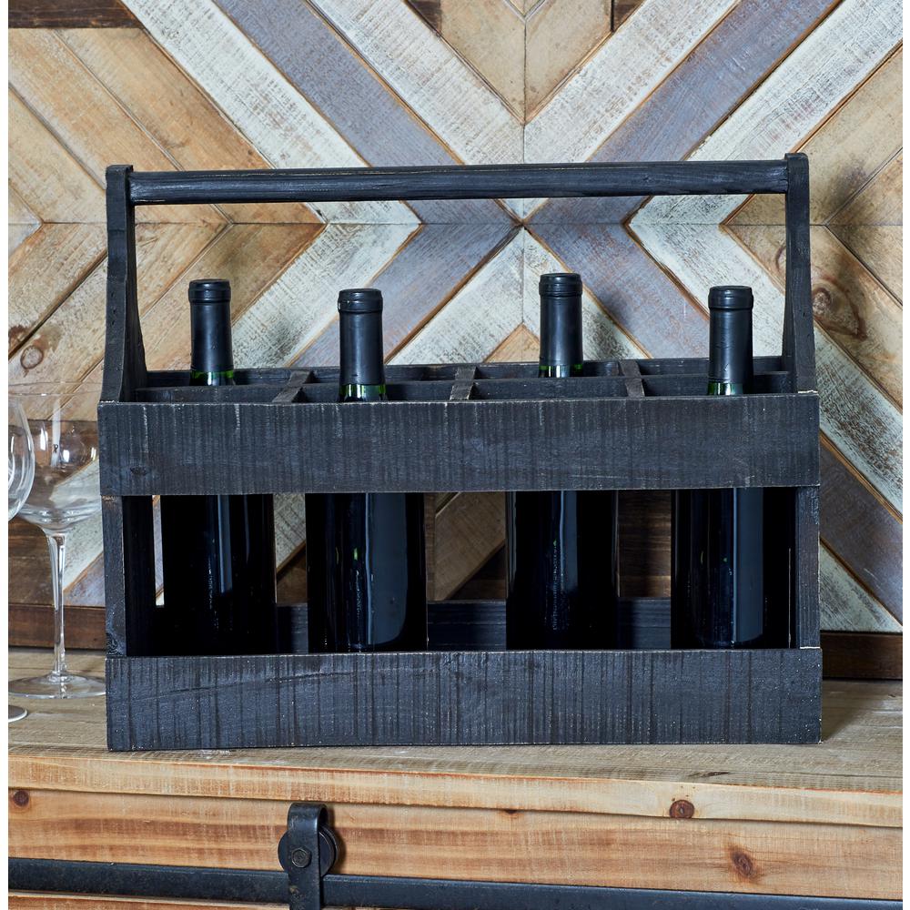 Litton Lane 8 Bottle Black Rectangular Wooden Wine Caddy 45891 The Litton Lane 8 Bottle Black Rectangular Wooden Wine Caddy 45891 The Home Depot