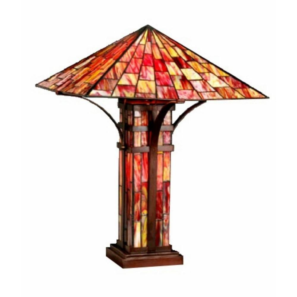Red Warehouse Of Tiffany Table Lamps The Home Depot Bronze Red Mission Table Lamp With Pull Chain