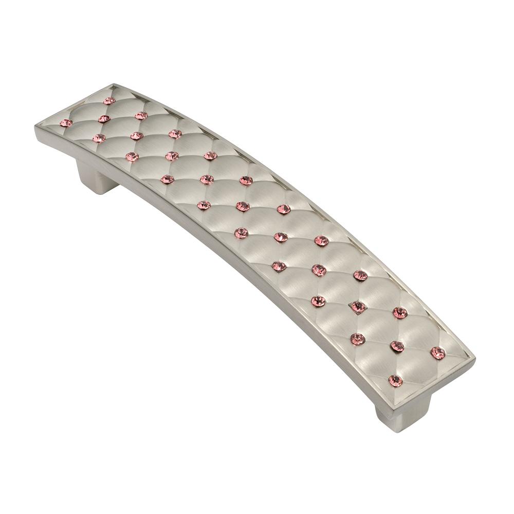 Wisdom Stone Gabrielle 3 3 4 In Satin Nickel With Pink Crystal