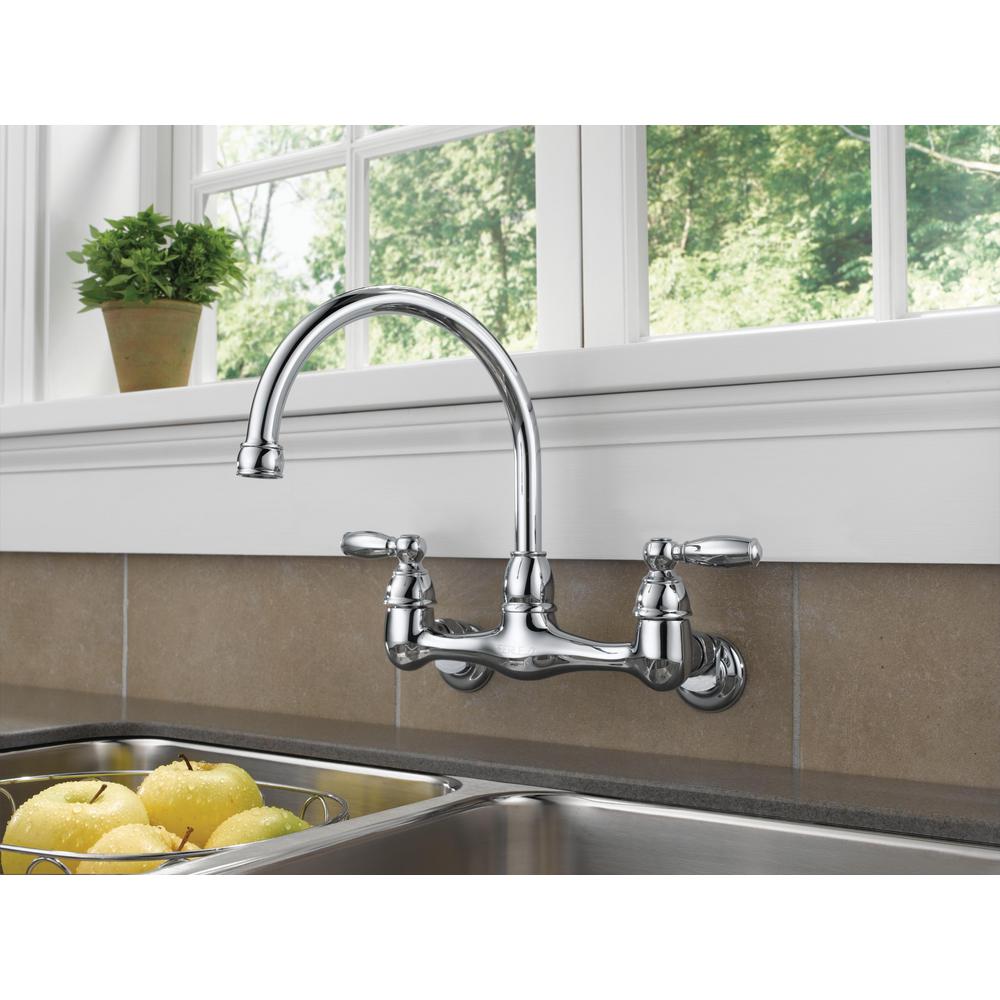 Peerless Choice 2 Handle Wall Mount Kitchen Faucet In Chrome