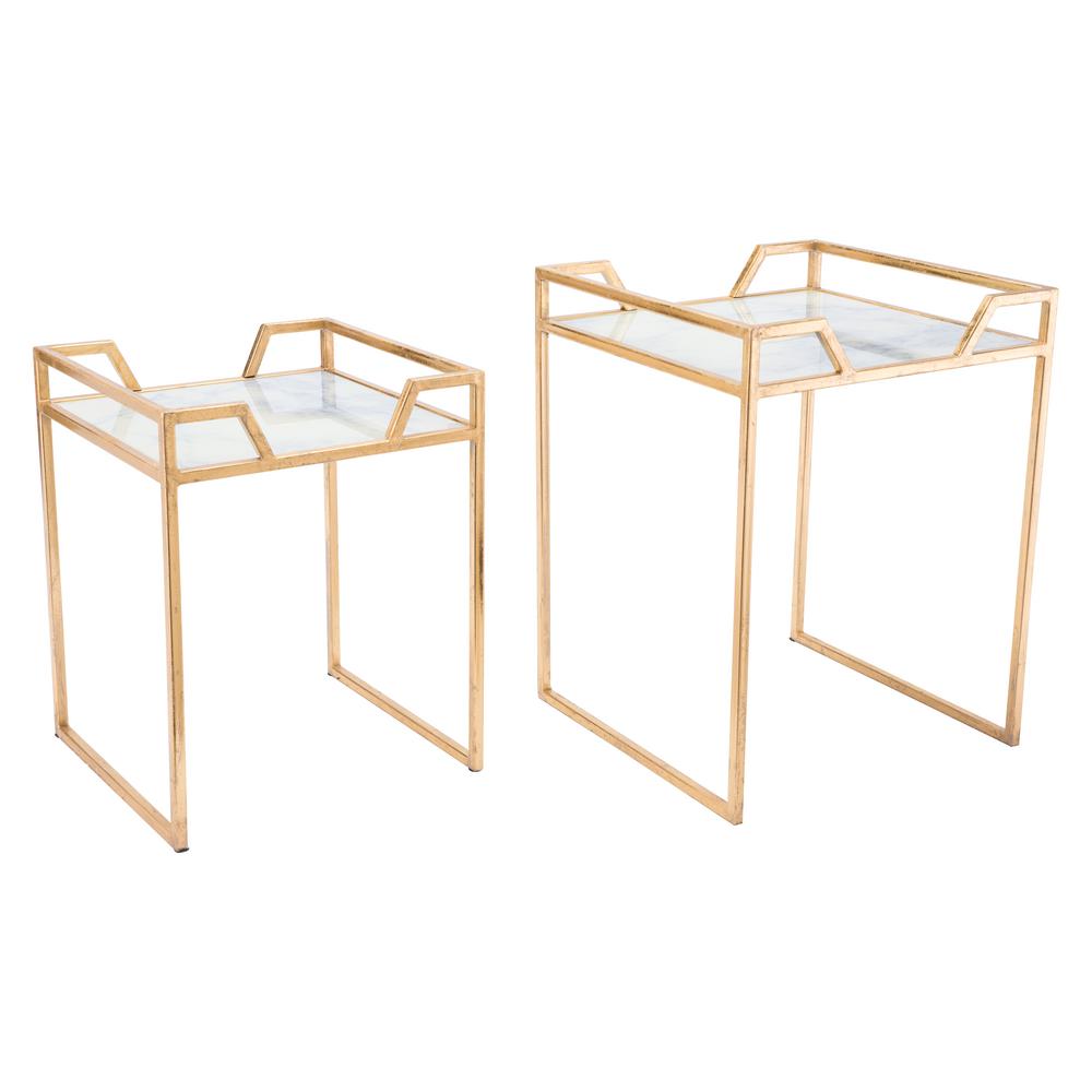 Zuo Green Gold Faux Marble Tables Set Of 2 A10803 The Home Depot Zuo Green Gold Faux Marble Tables Set Of 2