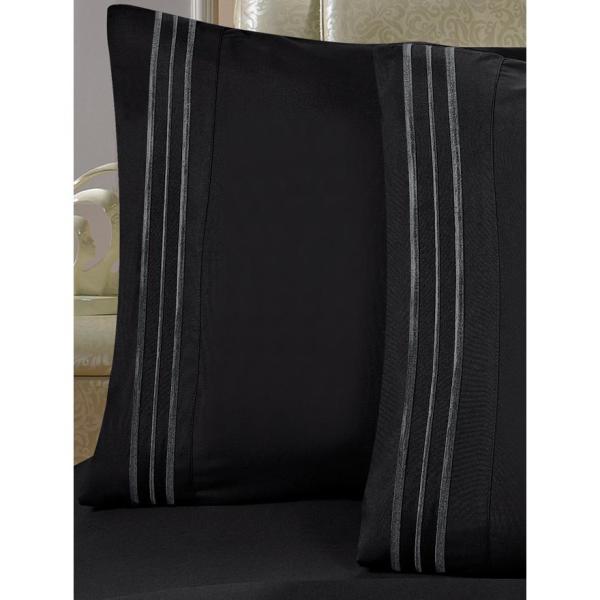Elegant Comfort 4 Piece Black Solid Microfiber King Sheet Set V01
