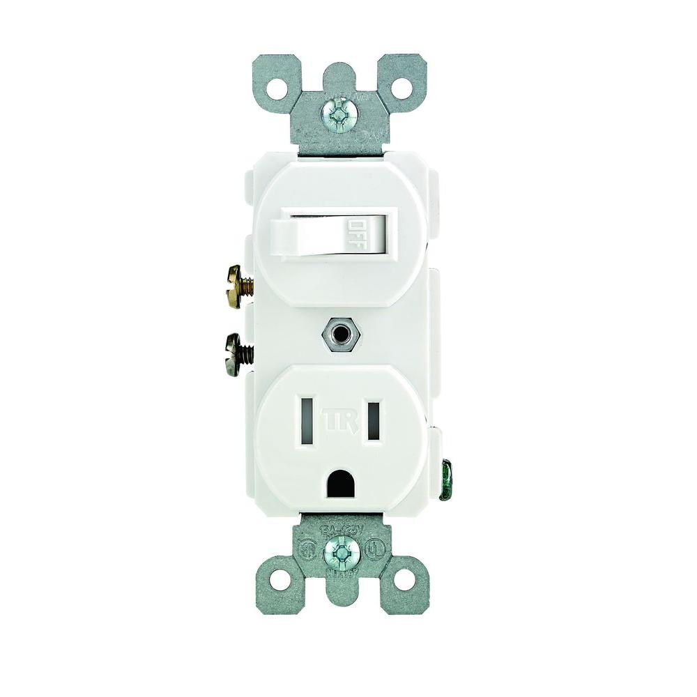 leviton 15 amp tamper resistant combination switch and outlet, white