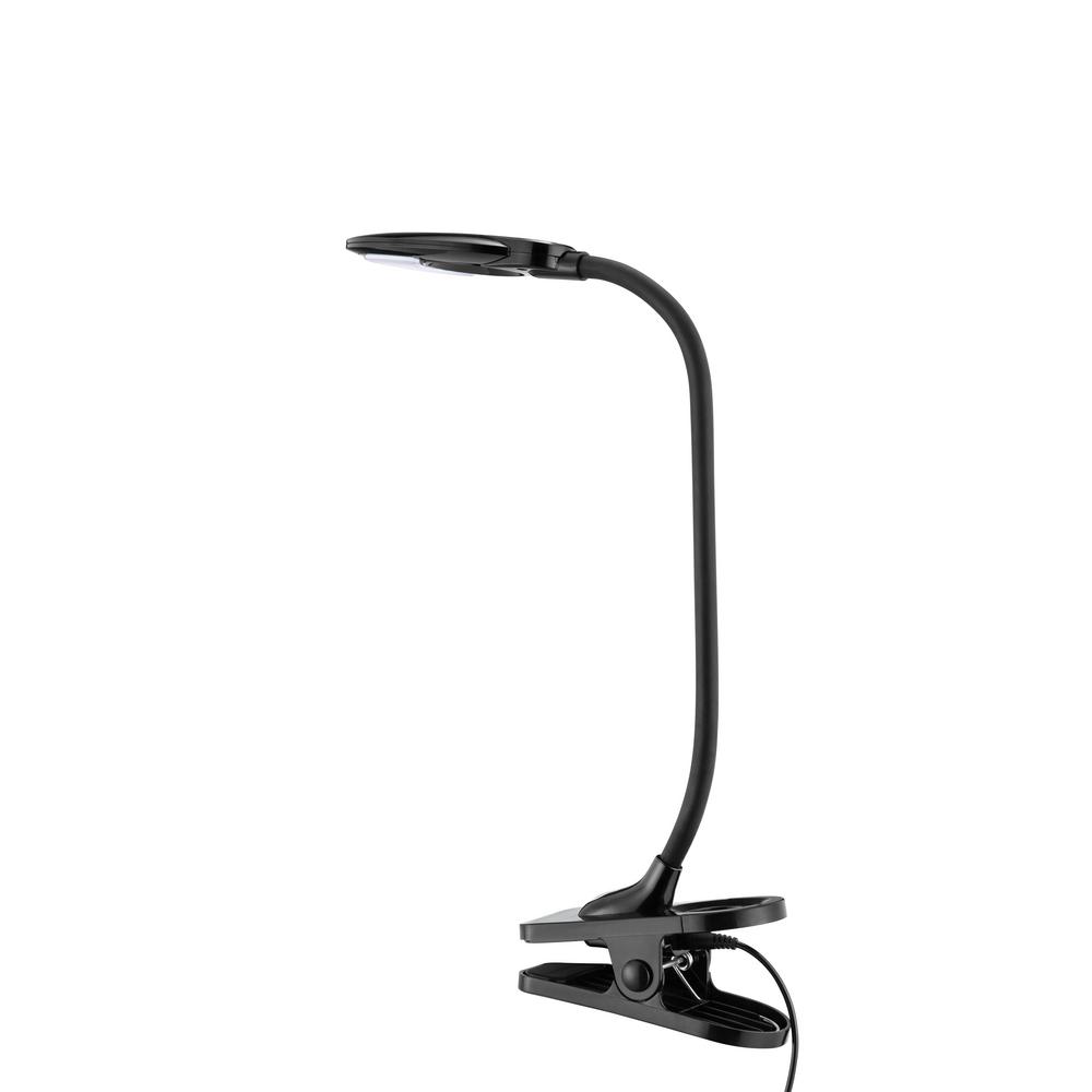 16 26 In Black Led Clip Lamp With Dimmer 19640 001 The Home Depot Black Led Clip Lamp With Dimmer