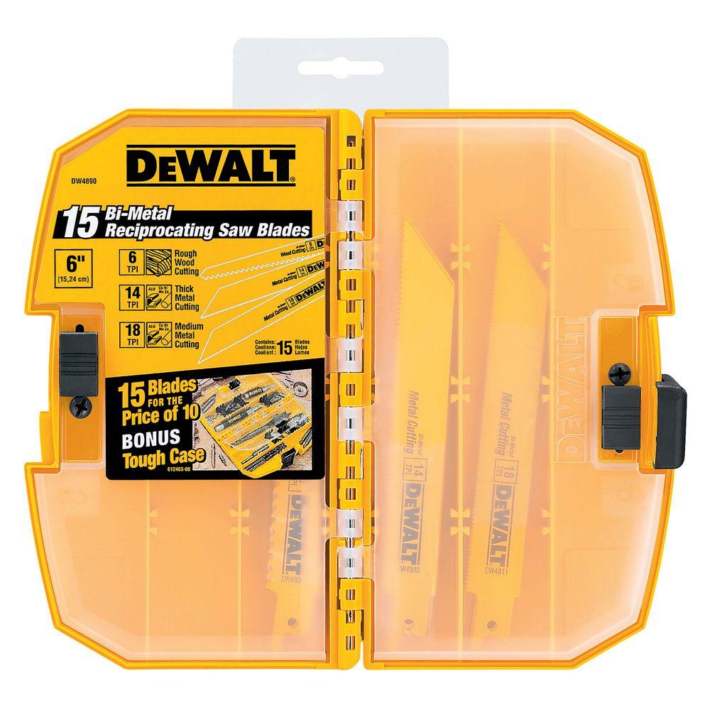 DEWALT BiMetal Reciprocating Saw Blade Set (15Piece) with Tough Case