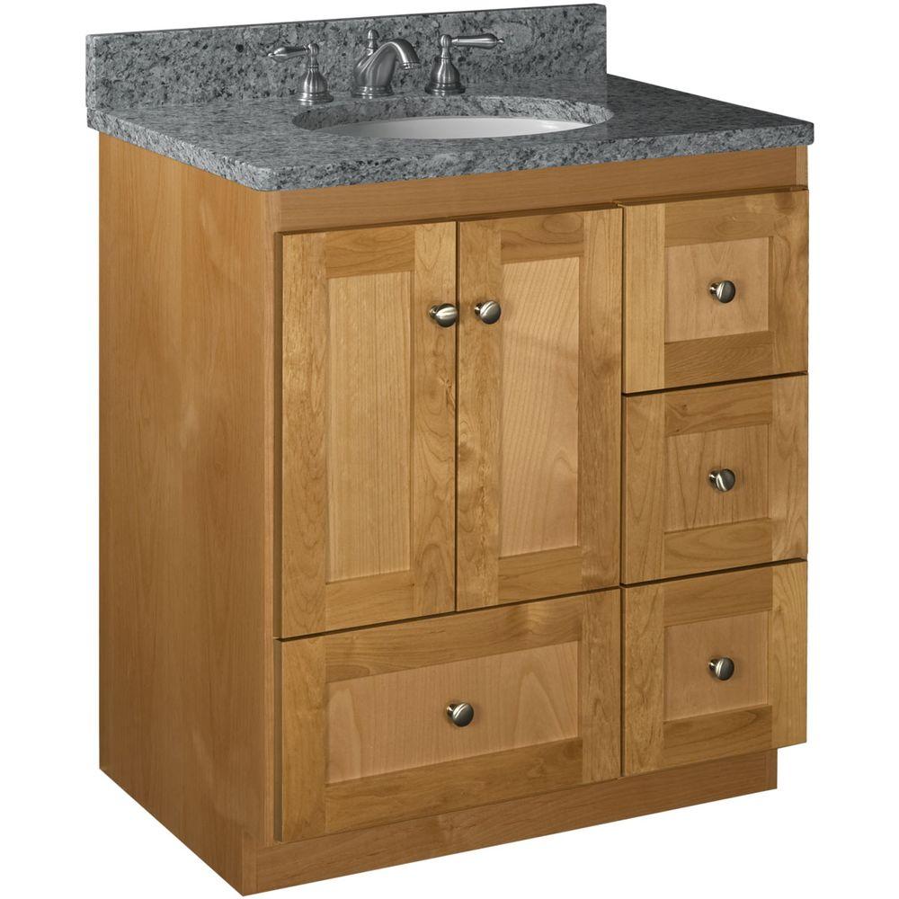 Simplicity By Strasser Shaker 30 In W X 21 D 34 5 H Vanity With Right Drawers Cabinet Only Natural Alder