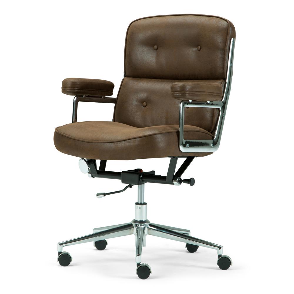 Simpli Home Barton Chocolate Brown Swivel Office ChairAXCOCHR03 The Home Depot