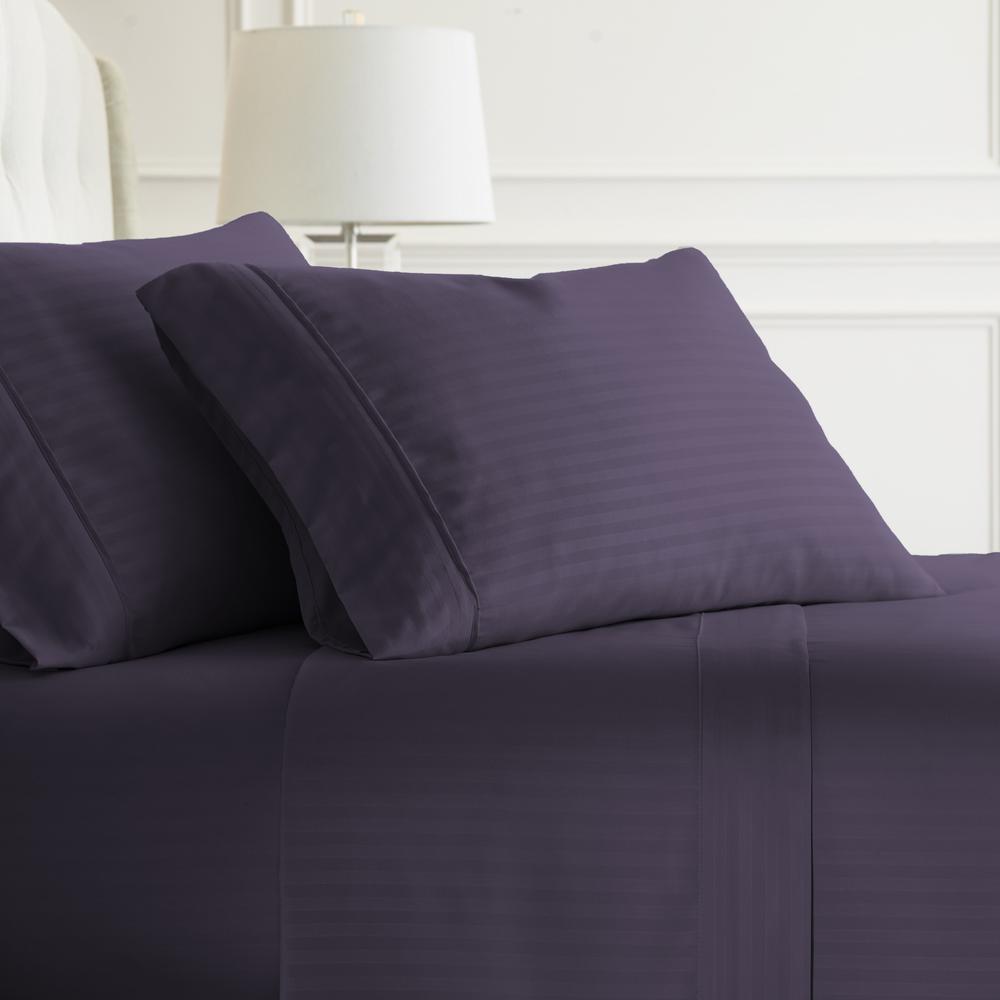 Becky Cameron Embossed Striped 4 Piece Purple Queen