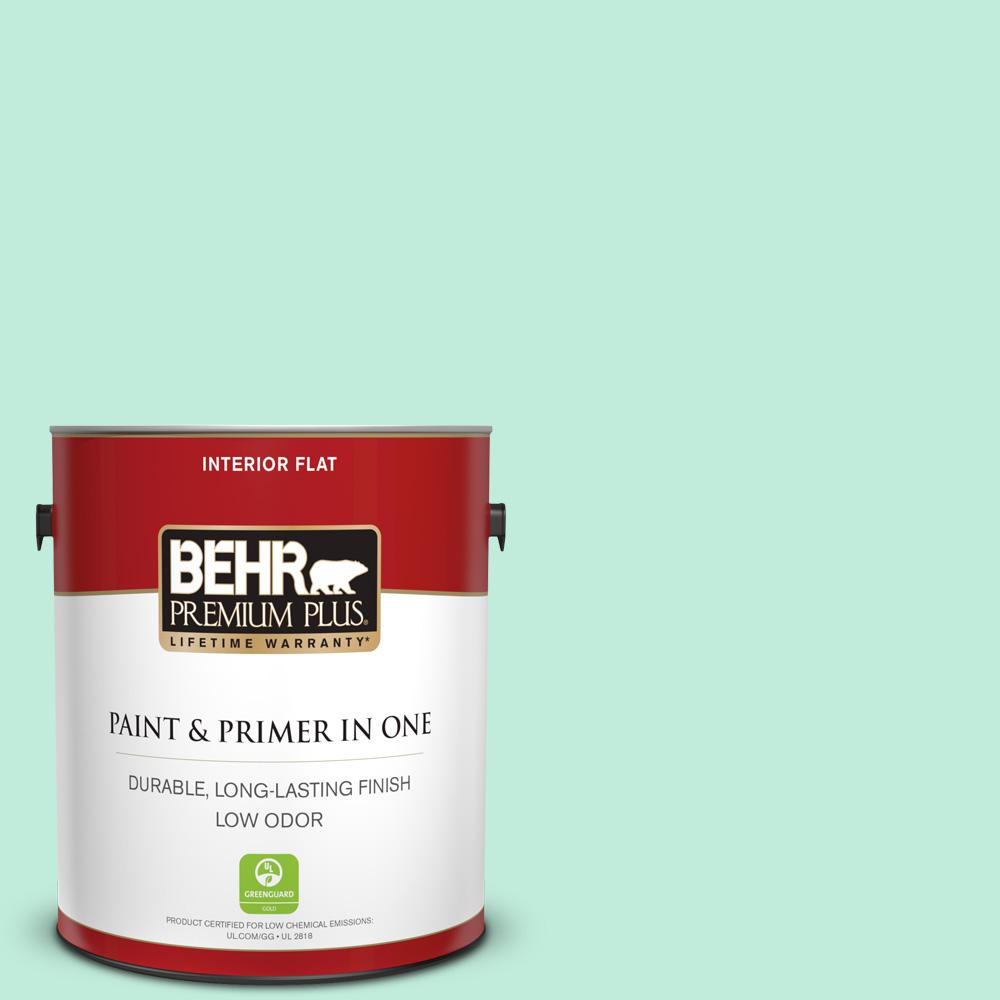 BEHR PREMIUM PLUS 1 gal. 470A2 Seafoam Pearl Flat Low Odor Interior