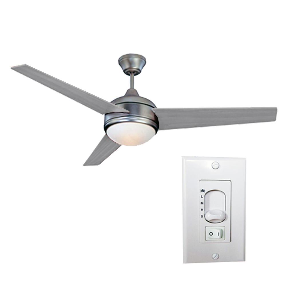 Homeselects Loft 52 In Led Brushed Nickel Ceiling Fan With 3