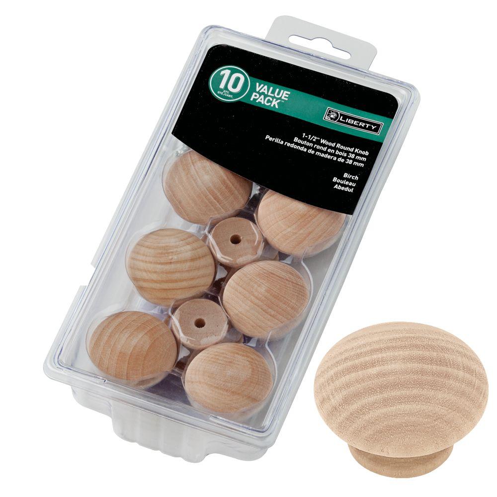Liberty 11/2 in. Birch Wood Round Knob (10Pack)P10513CBIR